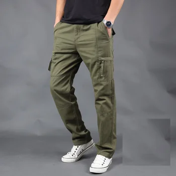 Vyriški Krovinių Ziajać Rudens Žiemos Mens Atsitiktinis Multi Pocket Karinis Taktinis storas Vyras Outwear Armijos Tiesios Kelnės Ilgos Kelnės