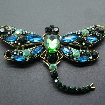 Big Green Crystal Dragonfly Sages Moterims Vabzdžių, Sagės, Segtukai, Dovanos