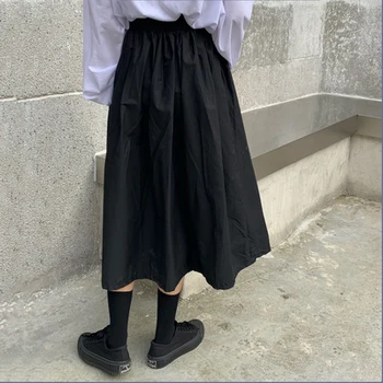 Tamsiai Departamento Moterų drabužiai ilgą juodo dangtelio tarpkojo sijonas rodo, plonas aukšto liemens sijonas vasaros šou plonas ilgas sijonas
